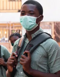 A secondary school student on campus
